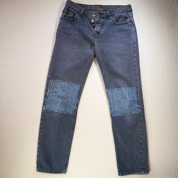 Levi's Denim - Levi's 501 Selvedge Denim Faded Black With Patch Knee 28 X 28 (25x32) 2015